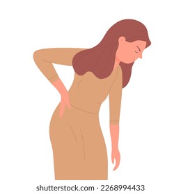 Sick adult with backache. Back pain trauma, injured people vector illustration