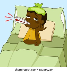 Sick African American Boy Lying On Stock Vector (Royalty Free ...