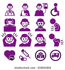 sick, ailing icon set