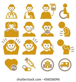 sick, ailing icon set