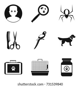 Sick animal icons set. Simple set of 9 sick animal vector icons for web isolated on white background