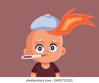 
Quema de bebé enfermo con personaje de dibujos animados del vector de la fiebre
Poco infarto que es febril y sudoroso por infección viral
