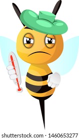 Sick bee, illustration, vector on white background.