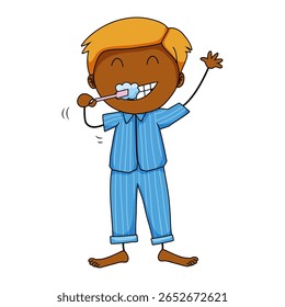 Sick boy in blue pajamas vector