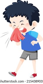 A sick boy cartoon character on white background illustration