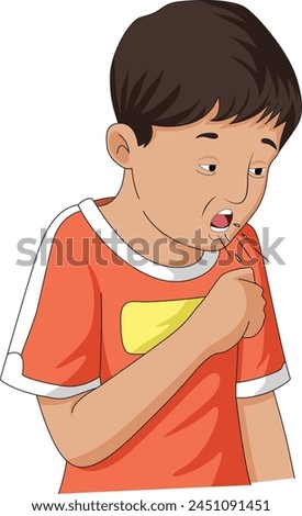 Sick boy coughing vector illustration