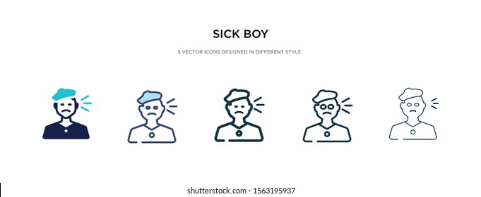 sick boy icon in different style vector illustration. two colored and black sick boy vector icons designed in filled, outline, line and stroke style can be used for web, mobile, ui
