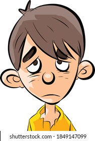 sick boy sad facial expression