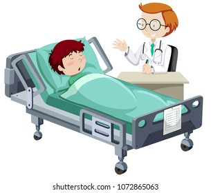 A Sick Boy Sleeping in Hospital illustration