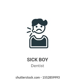 Sick Boy Vector Icon On White Background. Flat Vector Sick Boy Icon Symbol Sign From Modern Dentist Collection For Mobile Concept And Web Apps Design.