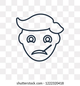 Sick boy vector outline icon isolated on transparent background, high quality linear Sick boy transparency concept can be used web and mobile