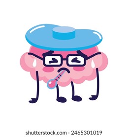 sick brain with fever cartoon