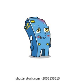 sick building character cartoon vector illustration design