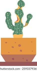 Sick cactus in pot vector illustration