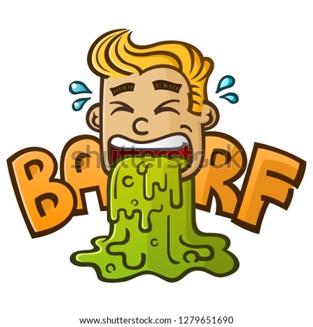Sick Cartoon Character Puking up some Disgusting Barf