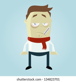 sick cartoon man
