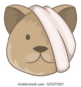 Sick cat with bandage on a head icon. Cartoon illustration of sick cat with bandage on a head vector icon for web