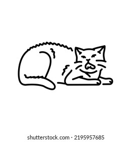 A sick cat hisses and bites color line icon. Symptom of the disease. Pictogram for web page, mobile app, promo.