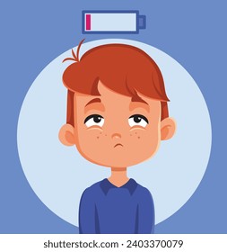 
Sick Child Having No Energy Vector Cartoon illustration. Little kid with low energy levels from being ill 
