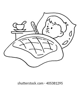 Sick child, sick pay. Drawing by hand