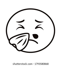 diseño vectorial de icono de estilo de línea clásico de emoji frío enfermo