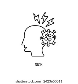 sick concept line icon. Simple element illustration. sick concept outline symbol design.