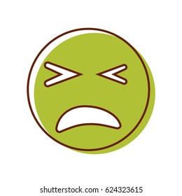 Sick crazy emoticon. Vector emoji smiley