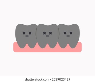 Ícone de caractere de dentes com cárie doente. Saúde, odontologia, medicina, tratamento, higiene, conceitos de cuidados bucais. Design de vetor de desenhos animados plano ilustração isolada.