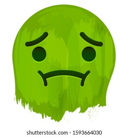 Cara de emoción repugnante enferma en la Ilustración vectorial de pintura verde.