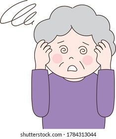 Sick dizzy woman suffering headache. Vector illustration isolated on white background.