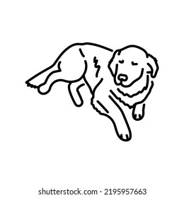 Sick Dog Closed His Eyes In Pain Color Line Icon. Symptom Of The Disease. Pictogram For Web Page, Mobile App, Promo.