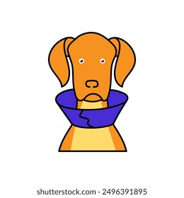 sick dog hand drawn color vector illustration