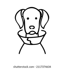 Sick Dog Icon. Hand Drawn Vector Illustration. Editable Line Stroke.