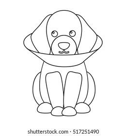 Sick dog icon in outline style isolated on white background. Dog symbol stock vector illustration.