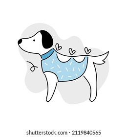 Sick Dog Line Doodle Icon For Veterinary Clinic. Dog, Pet Sterilization Vector Illustration.