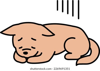 sick dog simple vector illustration