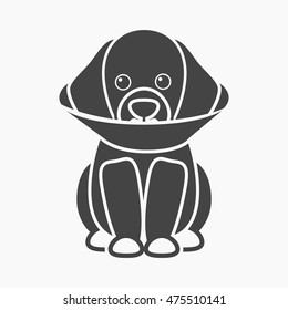 Sick dog vector icon in black style for web