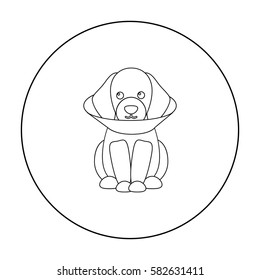 Sick dog vector icon in outline style for web