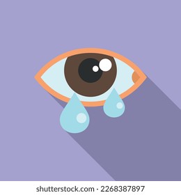 Sick drop eye icon flat vector. Pollen allergy. Unwell plant