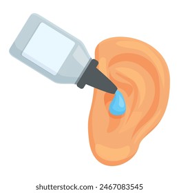 Sick ear cure icon cartoon vector. Ear drops bottle. Infection disease