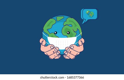 Sick Earth with Bacteria and Viruses illustration