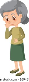 Ilustración de personajes de anciana enferma