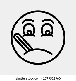 Sick emoji icon vector illustration in line style, use for website mobile app presentation