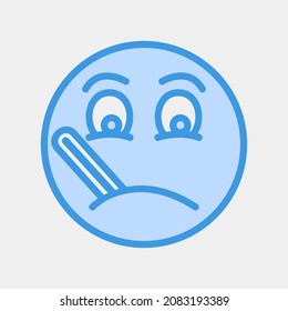 Sick emoji icon vector illustration in blue style, use for website mobile app presentation