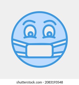 Icono de emoji enfermo ilustración vectorial en estilo azul, uso para presentación de aplicación móvil del sitio web