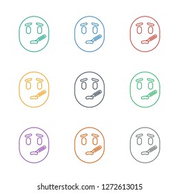sick emot icon white background. Editable line sick emot icon from emotions. Trendy sick emot icon for web and mobile.