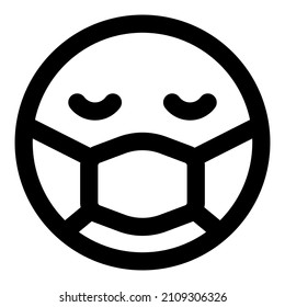 sick emoticon icon with black color