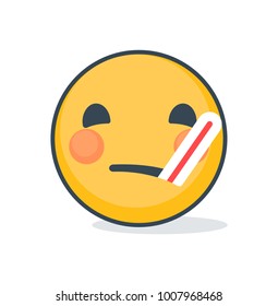 Sick emoticon with thermometer