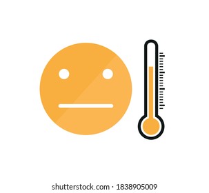 Kick Emoticon mit Thermometer einzeln auf weißem Hintergrund.
