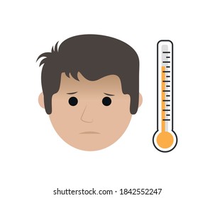 Kick Emoticon mit Thermometer einzeln auf weißem Hintergrund.
